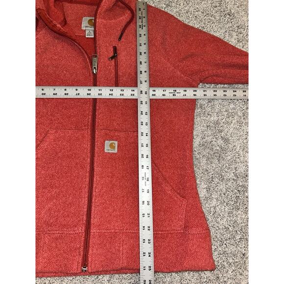 Carhartt Jacket Women’s Small Red Kentwood Fleece Hoodie Full‎ Zip Relaxed Fit - Picture 6 of 11